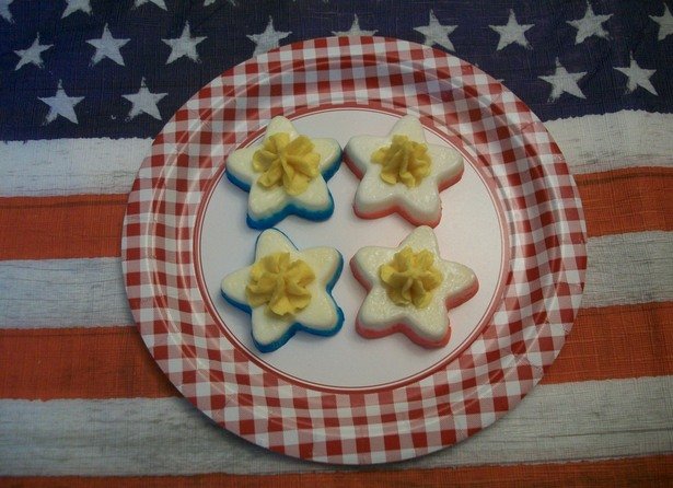 Red, White, and  Blue  Deviled Eggs